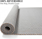 Light Gray 2X6 Jute Rug Braided Construction - Farmhouse Woven Carpet - Mid-Century Modern Floor Covering for Hallways and Kitchen, Runner 2' x 6'