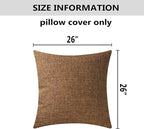Home Brilliant Brown Throw Pillows Textured Burlap Decorative Throw Pillow Cover Lined Linen Cushion Case for Floor, 26x26 inches