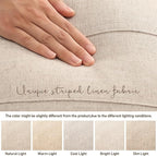 Decorative Linen Throw Pillow Covers 24x24 Set of 2 Solid handcrafted Striped Cushion Covers for Bed Soft Modern Farmhouse Neutral Pillowcase for Couch Bedroom Living Room Home Decor(Natural Beige)