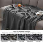 PHF 100% Cotton Muslin Blanket Queen Size 90"x90", 4-Layer Lightweight Gauze Throw, Breathable Cloud-Soft Minimalist Blanket for Bed, Couch, Camping & Baby, Greyish Black, Ideal Gift