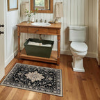 Area Rugs 2'x3' Kitchen Rugs Entry Rug Small Rugs for Entryway Kitchen Bathroom Door Mat Indoor Entrance,Washable Non Slip, Black Brown Neutral Dark Tan