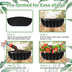 Riare 4 Pack 24 Inch Black Felt Window Box Liners- Fabric Trough Planter Basket Liners Replacement, Non-Woven Hanging Plant Liner for Wall Hanging Basket, Garden Fence Railing (Avoid Bird Nesting)