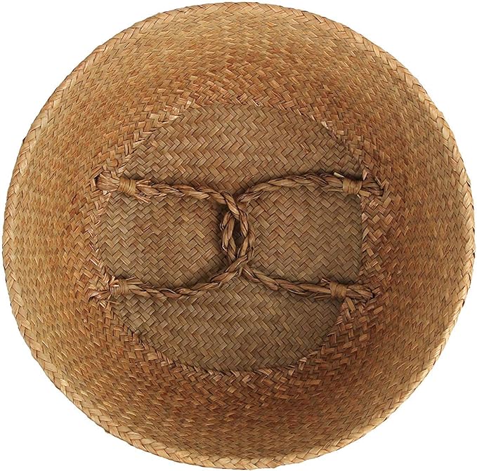 Woven Seagrass Belly Basket for Storage, Plant Pot, Laundry, Picnic and Grocery Basket with Handle (Large, Original)
