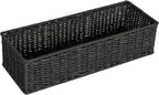 Household Essentials Handwoven Paper Rope Rectangular Storage Basket, Black
