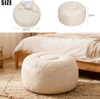 Thgonwid Unstuffed Moroccan Ottoman Pouf Cover, Ottoman Footstool Storage Solution, Bean Bag Chair, Foot Rest, Ivory White