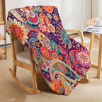 Boho Paisley Floral Throw Blanket Mandala Indian Bohemian Colorful Flowers Blanket for Sofa Bed Couch Chair Or Dorm 60"x80"