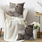 Dark Brown Grey Gray Pillow Covers 22X22 Inch Set of 2, Dahlia Flower Spring Summer Floral Cream Decorative Throw Pillow Covers Outdoor Modern Farmhouse Cushion Case for Home Couch Sofa Bed Decor
