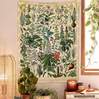 Vintage Flowers Tapestry 48”x36”, Long Vertical Wall Hanging Reference Illustrative Botanical Tapestries for Bedroom Aesthetic Floral Tapistry Botanical Plants Tapestry Wall Hanging Cute Bedroom Decor