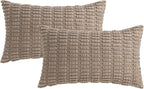 MIULEE Pack of 2 Corduroy Decorative Lumbar Throw Pillow Covers 22x14 Inch Soft Boho Striped Pillow Covers Modern Farmhouse Home Decor for Sofa Living Room Couch Bed Light Brown
