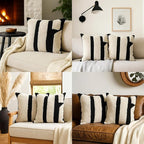Oudain 2 Pcs Black and White Tufted Pillow Covers Boho Chunky Geometric Decorative Throw Pillow Case 18 x 18 Inches Abstract Pillowcases for Bed Couch(Black and White, Elegant Style)