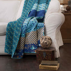 Lush Decor Royal Empire Reversible Cotton Throw Blanket, 50" W x 60" L, Peacock - Throw Blankets for Bed - Couch Blanket - Boho Throw Blanket for Couch