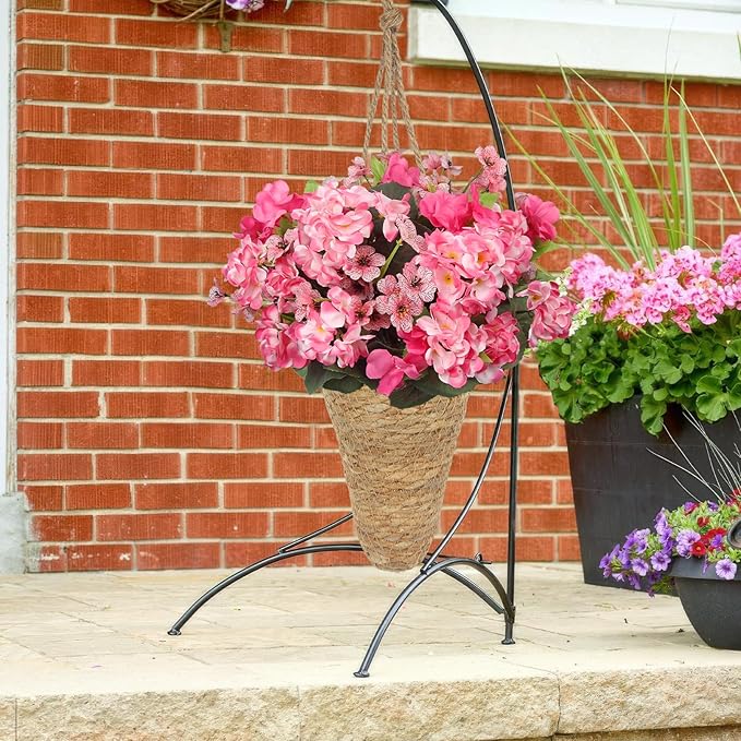 2 Pcs Hanging Basket for Wall Conical Hanging Wicker Basket with Hemp Rope Handmade Wall Planter for Garden Home Flowers Planters Boho Decor Front Door Porch Entryway (Flowers Not Included)