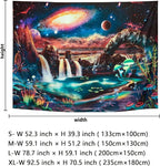 Lahasbja Blacklight Galaxy Planet Tapestry UV Reactive Waterfall Landscape Tapestry Mountain Wave Wall Tapestries Neon Nebula Plants Wall Hanging for Room