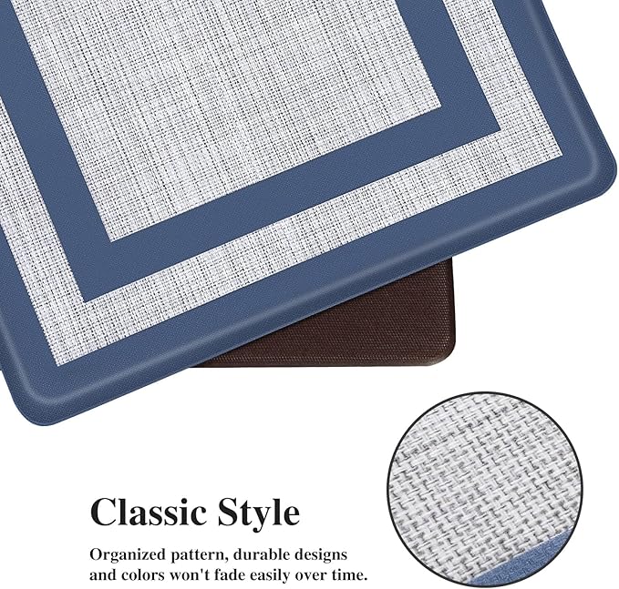 Mattitude Kitchen Mats Set of 2 Cushioned Rugs 0.47 inch Thick Anti-Fatigue Mats for Kitchen Floor,Waterproof Non-Slip Mats and Rugs Set for Office,Floor,Laundry 17.3"×29"+17.3"×59",Blue