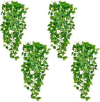 Fake Hanging Plants Vines(4pcs)for Room Decor, Artificial Ivy Greenery Garlands for Home Bedroom Living Aesthetic Kitchen Office Wall Patio Bookshelf,Indoor,Outdoor Farmhouse Decorations(No Basket)