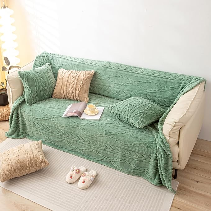 YUSOKI Sherpa Throw Blanket-3D Stylish Design Super Soft Fuzzy Cozy Warm Blanket Thick Plush Fluffy Furry Blankets for Teen Girls Women Couch Bed Sofa Chair Men Boys Gift(Sage Green,50"x65")