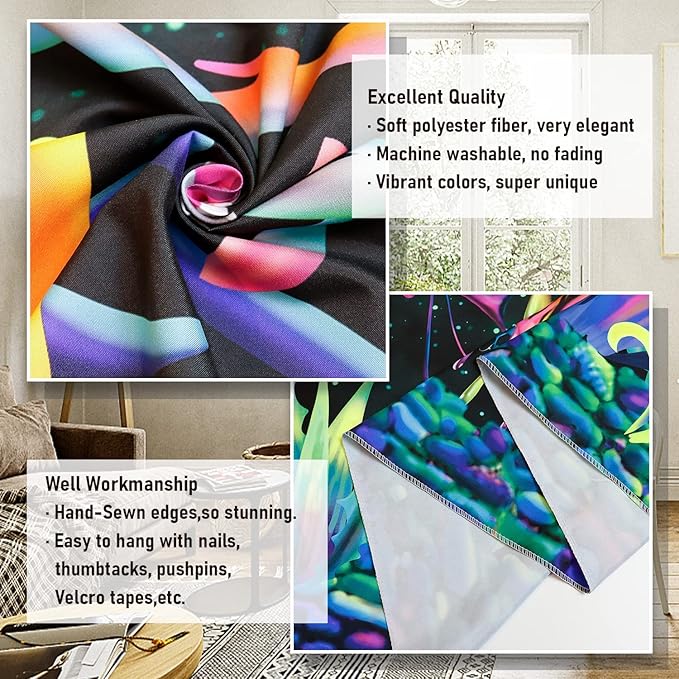 Amonercvita Blacklight Skull Tapestry Trippy Skeleton Wall Tapestries UV Reactive Neon Plants Trees Tapestries Aesthetic Galaxy Space Tapestry Wall Hanging for Bedroom Decor(W51.2×H59.1 inches)