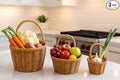 Handwoven Hanging Wall Baskets Set of 3 – Natural Rattan-Style Woven Storage Baskets with Handles, Multi-Size 7”/6”/5” for Kitchen, Fruit, Garlic, or Home Décor Organization