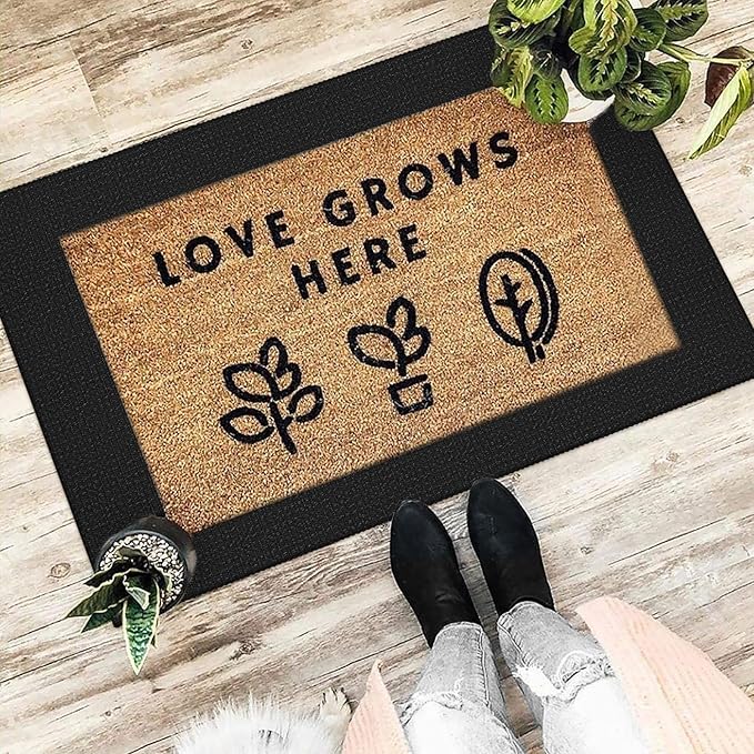 EARTHALL Woven Area Rug 2x3 Ft Washable Rugs for Entryway Braided Non Slip Throw Rugs Door Mat Indoor Outdoor Entrance Small Cotton Woven Carpet for Kitchen Foyer Front Door, Black/Grey