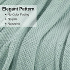 Blagic Knitted Throw Blanket for Couch, Soft Farmhouse Throw Blanket with Tassels,Home Decorative Lightweight Blankets,Spring Throws for Bed/Chair/Sofa,Wheat Textured (Light Blue&White,50" W x 60" L)