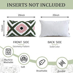 Boho Accent Lumbar Pillow Covers 12x20 - Tufted Abstract Modern Throw Pillow Covers, Farmhouse Decorative Pillowcase for Couch, Sofa, Bed, Living Room -Green Pink Black Geometric
