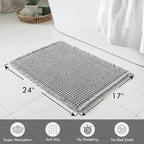 MIULEE Set of 2 Waffle Bathroom Rugs, Boho Bath Rugs Non Slip Washable, Super Absorbent Bath Mats, Ultra Soft Rubber Backed Shower Mats for Bathroom Floor, Tub and Shower, Light Grey, 17x24 Inch