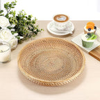 Hipiwe Round Key Basket Bowl for Entryway Table, 11.8" Large Rattan Tray Decorative Ottoman Trays Centerpiece for Coffee Table, Hand-Woven Fruit Basket Wicker Serving Trays