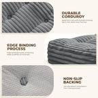 Square Pouf Ottoman, Boho Stuffed Poufs Ottoman with Memory Foam Filled 25.7 x 15.7 inches Modern Corduroy Foot Rest Stool for Living Room,Gray