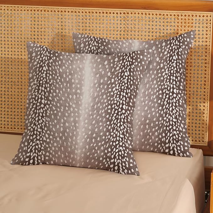 Antelope Pillow Covers 18x18 Inch Set of 2 Animal Print Pillow Cases Brown Throw Pillows Boho Modern Decorative Pillows Outdoor Farmhouse Soft Cotton Cushion Covers Decor for Home Sofa Decor