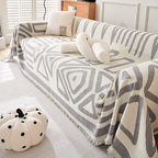 ROOMLIFE Boho Couch Cover for 3 Cushion Couch L Shape Sofa Covers for Sectional Sofa Reversible Silpcover for Dogs Washable Chenille Furniture Protector for Living Room,91"x118"