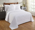 Better Trends Chenille Bedspreads King Size, White 100% Cotton Chenille Stripe Design Tufted Bedding Coverlet Soft Lightweight, 120"x110" with 2 King Sham 3 Pieces Set Jullian Collection