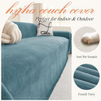 hyha Couch Cover for Dogs, Boho Sofa Covers for 3 Cushion Couch Washable, Chenille Sofa Slipcover for Pets, Soft Loveseat Sectional Couch Throw Blankets with Tassels (Blue, 71x150 Inch)