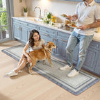 KIMODE Kitchen Mats for Floor Anti Fatigue, Blue Farmhouse Rugs for Kitchen Floor 24"x71", Padded Kitchen Floor Mats, Cushioned Memory Foam Standing Desk Mat for Laundry Office Sink