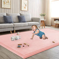Baby Play Mat for Floor Nursery Rug Muscle Mat Area Rug Playroom Rug 59"x71" Playpen Mat Memory Foam 1.3" Thick Crawling Mat for Babies,Toddlers, Infants, Kids,Light Pink