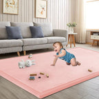Baby Play Mat for Floor Nursery Rug Muscle Mat Area Rug Playroom Rug 47"x47" Playpen Mat Memory Foam 1.3" Thick Crawling Mat for Babies,Toddlers, Infants, Kids,Light Pink