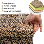 ALASDO Ottoman Storage Ottoman Footrest Stool Foldable Foot Rest Footstool Bench for Living Room 17x13x13inches Leopard Print