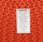 COTTON CRAFT Round Pouf - Hand Knitted Cotton Braid Cord Cable Dori Ottoman - Foot Stool Floor Pouf Footrest Accent Seat Furniture Bean Bag - Living Room Kids Room Nursery Dorm Décor - 20x14 - Orange