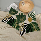 Boho Green Pillow Covers 18x18 Set of 2 Green Gold Leaf Tropical Decor Mid Century Throw Pillows Outdoor Bohemian Decorative Pillowcase Farmhouse Abstract Modern Cushion Case for Couch Sofa