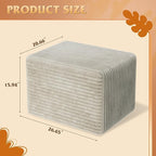 WLIVE Pouf Ottoman Foot Rest, Square Bean Bag Ottoman Coffee Table for Living Room, Greyish Beige