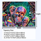 Amonercvita Blacklight Skull Tapestry Trippy Skeleton Wall Tapestries UV Reactive Neon Plants Trees Tapestries Aesthetic Galaxy Space Tapestry Wall Hanging for Bedroom Decor(W51.2×H59.1 inches)