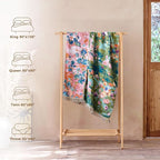 Boho Throw Blanket for Couch Sofa Chair Spring Cotton Blankets for Bedroom Living Room All Season Soft Lightweight Reversible Floral Embroidery Decorative Throws 50"x60" Home Decor