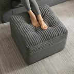 23.6in Pouf Ottoman, Corduroy Ottoman Foot Rest with Dual‑Layer Support, Large Poofy Pouf with Soft Chunk‑Foam Top & Firm Foam Base, Floor Foot Stool for Living Room, Dark Grey