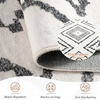 Area Rug 2x3 Rug Machine Washable Non-Slip Low Pile Print Pattern Western Rug for Living Room Bedroom Entryway Tribal Series -Navywhite/Black