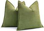 MIULEE Pack of 2 Moss Green Decorative Pillow Covers 22x22 Inch Soft Chenille Luxurious Couch Throw Pillows Farmhouse Cushion Covers Euro Shams Elegant Design for Sofa Bed Living Room Spring Decor