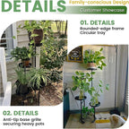 TOSKING 5-Tier Tall Plant Stand Indoor & Outdoor, Anti-Tip Round Base for Pots, Child and Pet Friendly, Heavy Duty Corner Shelf for Multiple Plants, Space-Saving Design for Living Room Balcony Garden (Black, 38in)