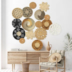 Xuhal 15 Pcs Boho Wall Basket Decor Handcrafted Seagrass Woven Wall Basket Rustic Round Woven Hanging Art for Home Farmhouse Kitchen Table Living Room(Stylish Style)
