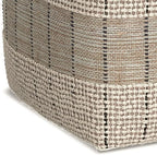SIMPLIHOME Elmer Square Pouf - 18 inch Wide Handwoven Jute and Cotton Ottoman in Natural and Grey, Contemporary Footstool or Extra Seating for Living Room, Bedroom, or Kids Room, Assembled