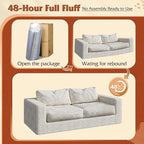 WLIVE 82'' Boneless Loveseat, Couches for Living Room, Bean Bag Couch for Adults, with Pillows, Giant Floor Couch, Plush Sofa, Greyish Beige, Loveseat