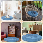 Extra Large Floor Cushion Seating Round Floor Pillow Papasan Swing Cushion for Adults Oversized Playroom Pillows Reading Nook Big Pillow for Sitting Yoga Living Room Sofa (Lake Blue, Classic)
