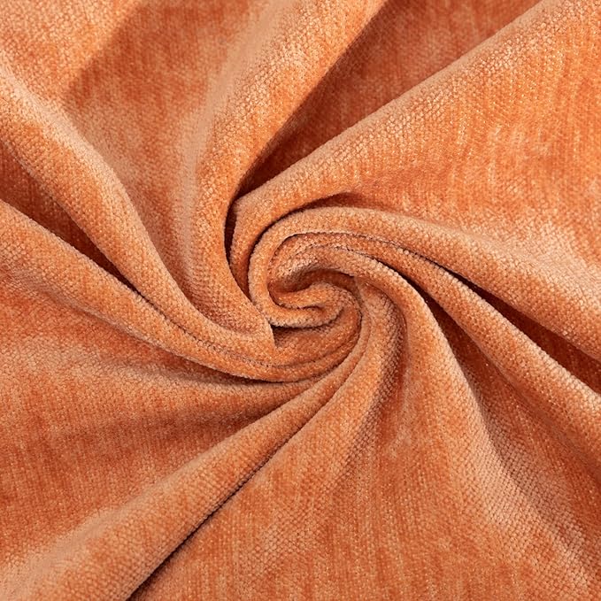 Decorative Throw Pillow Covers Pack of 2, 18x18 in Chenille Soft Pillow Covers with Stitched Edge, Farmhouse Neutral Euro Decorative Pillows for Bed Couch Sofa Home Decor, Orange